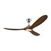 3 Blade 60 inch Ceiling Fan with Light Kit-Brushed Steel Finish-Koa Blade Color Bailey Street Home 96-Bel-3087750