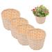 4Pcs Small Plant Pots for Indoor Plants Bamboo Handmake Planters Basket Succulent Flower Pots Decorative Pot Cover 4 inch