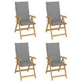 Garden Chairs 4 pcs with Gray Cushions Solid Teak Wood