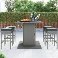 Wicker Patio Sets 5 Piece Patio Furniture Sofa Sets with Dining Table 4 Stools All-Weather Patio Conversation Set with Cushions for Backyard Garden Poolside LLL4139