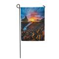 LADDKE The Picturesque Sunset Over Landscapes and Waterfalls Kirkjufell Mountain Garden Flag Decorative Flag House Banner 12x18 inch