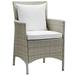 Pemberly Row Patio Dining Arm Chair in Light Gray and White