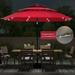 Autlaycil 10Ft 3 Tiers Patio Umbrellas Solar 40 LED Lighted Umbrella with 8 Ribs Patio Table Umbrella Red