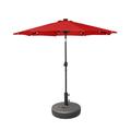 GARDEN 9 Ft Patio Solar Umbrella LED with Bronze Base Weight INCLUDED Red