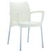 31.5 Beige and White Outdoor Patio Dining Arm Chair