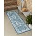 Unique Loom Valeria Indoor/Outdoor Traditional Rug Blue/Ivory 2 x 6 1 Runner Medallion Traditional Perfect For Patio Deck Garage Entryway