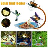 AoHao Solar Powered Birdfeeder Light Hanging LED Bird Seed Tray IP55 Waterproof Bird Seed Tray Lamp
