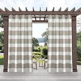 Exclusive Home Cabana Stripe Indoor/Outdoor Light Filtering Grommet Top Curtain Panel Pair 54 x108 Cloud Grey