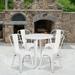 BizChair Commercial Grade 30 Round White Metal Indoor-Outdoor Table Set with 4 Cafe Chairs