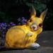 Solar Light Outdoor Garden Rabbit Statue Decoration Waterproof Resin Bunny Garden Sculpture Animal Figurines with Solar Powered Light for Patio Pathway Backyard Yard Decor