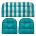 RSH DÃ©cor Indoor Outdoor 3 Piece Tufted Wicker Cushion Set Large Cancun Blue & White Stripe + Cancun Blue