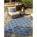 Unique Loom Trellis Indoor/Outdoor Trellis Rug Navy Blue/Ivory 3 3 x 5 3 Rectangle Geometric Modern Perfect For Patio Deck Garage Entryway