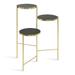 Kate and Laurel Fields Modern Wood and Metal Tri-Level Plant Stand 10 x 10 x 30 Black and Gold