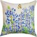Woven Textile Company 18 White and Blue Floral Outdoor Patio Square Throw Pillow