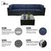 EXCITED WORK Blue 5 Pcs Patio PE Rattan Wicker Sofa Set Outdoor Sectional Furniture Sets with Couch Cushions 2 Pillow and Tea Table