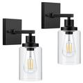 Litake 2 Pcs Wall Sconces Black Vanity Lights for Bathroom Modern Wall Light Fixtures Metal Sconces Wall Lighting with Clear Glass Shade Farmhouse Wall Lamp (NOT Include Light Bulbs! No switch! )