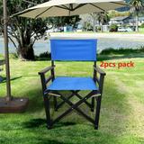 Portable Outdoor Patio Director Chair Canvas Folding Chair Folding Chair Wooden Director Chair Folding Chair 2pcs/set populus + Canvas Blue