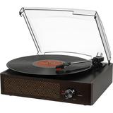 Bluetooth Record Player Belt-Driven 3-Speed Turntable Vintage Vinyl Record Players Built-in Stereo Speakers with Headphone