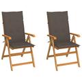 vidaXL 1/2/4/8x Solid Teak Wood Reclining Chairs with Cushions Multi Colors