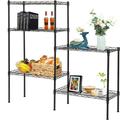 5-Shelf Metal Shelving Unit URHOMEPRO 5-Shelf Black Wire Storage Shelves Changeable Metal Utility Shelves Storage Rack Durable Kitchen Shelving Unit for Garage Bedroom Bathroom L6479