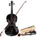 Violin for Students Full Size 4/4 Handmade Basswood Acoustic Violin Musical Instruments Satin Acoustic Starter Kit w/ Violin Case Violin Bow Violin Rosin for Beginner Student Black Q3401