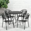 Flash Furniture 30-in. Round Steel Folding Patio Table Set w/ 4 Chairs Black
