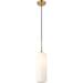 1 Light Pendant in Mid-Century Style-22 inches Tall and 5.25 inches Wide-Heritage Brass Finish-Matte Opal Glass Color Bailey Street Home