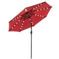 Henmomu 9ft Aluminum Patio Umbrella w/ 32 LEDs Red Umbrellas & Shade