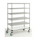 21 Deep x 24 Wide x 69 High 1200 lb Capacity Mobile Unit with 5 Wire Shelves and 1 Solid Shelf