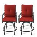 Kozyard Isabella High Swivel Steel Bar Stools/Chair Set for Bistro (Burgundy Red)