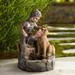 John Timberland Northport Modern Cascading Boy Plays with Dog Outdoor Floor Water Fountain 24 3/4 for Yard Garden Patio Home Deck Porch House Balcony