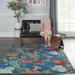 Waverly Sun N Shade Floral Blue/Multicolor 4 3 x 6 3 Area Rug (4x6)