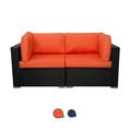 2 Piece Orange Outdoor Wicker Furniture Sets Patio Sofa Conversation Sets Sectional Patio Furniture with Coffee Table for Garden Lawn Backyard Poolside by LAZYLAND (Coner)
