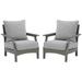 Outdoor Lounge Chair with Slatted Design and Cushions Set of 2 Gray- Saltoro Sherpi