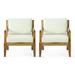 GDF Studio Camak Rossville Outdoor Acacia Wood Club Chairs with Cushions (Set of 2) Teak and Beige