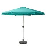 CorLiving 10ft Round Tilting Turquoise Fabric Patio Umbrella and Round Base