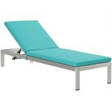 Pemberly Row Reclining Patio Chaise Lounge in Silver and Turquoise