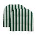 RSH Decor - Indoor / Outdoor 2- Piece Tufted Wicker Cushion Set Made with Hunter Green & White Cabana Stripe Fabric
