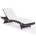 Pemberly Row Patio Chaise Lounge in Brown and White