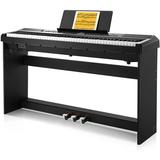Donner DEP-20 Beginner Digital Piano 88 Key Full Size Weighted Keyboard Portable Electric Piano with Furniture Stand 3-Pedal Unit