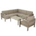 Noble House Cape Coral 5 Piece Outdoor Aluminum Sofa Set in Khaki