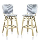 Afuera Living Aluminum Patio Bar Chair in Navy Finish (Set of 2)