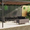 vidaXL 10 Piece Patio Lounge Set with Cushions Poly Rattan Dark Gray