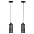 Briignite 1-Light Iron Pendant Light Matte Black Cylinder Chandelier Retro Industrial Metal Pendent Lamp Restaurant Bar Ceiling Decoration Lighting Light Fixtures 1/2/3 Pack