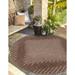 Unique Loom Tambor Indoor/Outdoor Modern Rug Brown/Ivory 3 3 Round Lines Modern Perfect For Patio Deck Garage Entryway