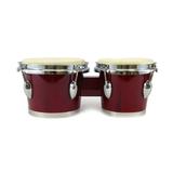 BONGOS 7 + 8 inch DARK RED WOOD DUAL DRUMS SET - WORLD LATIN Percussion - NEW