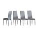 Hassch 4Pcs Light Gray Modern Minimalist Dining Chair Fireproof Leather Sprayed Metal Pipe Diamond Grid Pattern Restaurant Home Conference Chair