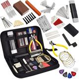 ammoon 74 PCS Guitar Tool Kit with Carry Bag Maintenance Tools String Action Ruler Guitar Pins Strings Picks for Guitar Ukulele Bass Banjo String Instrument Accessories Music Lover Gift Choice