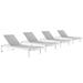 Pemberly Row Patio Aluminum Chaise Lounge Chair in White Gray (Set of 4)