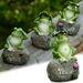 Vnanda Frog Garden Statues - Frog Sitting on Stone Garden Figurines Garden Frogs Decoration Sculpture Frog Figurine for Fairy Sculptures Ornaments for Garden Yard Decor